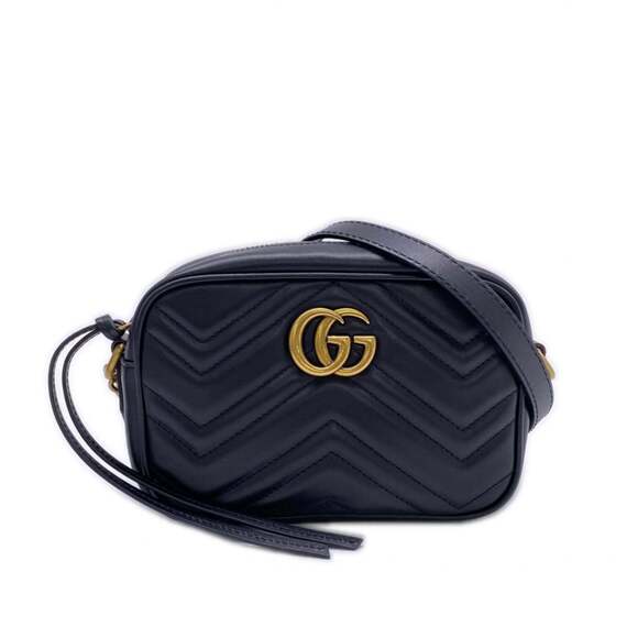 GUCCI Handbags - GUCCI GG Marmont Quilted Mini Bag 448065 Shoulder in Black Chevron Leather fo...